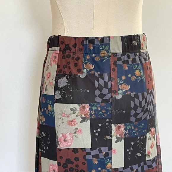 Earthbound Trading Patchwork Midi Skirt Womens S Y2K Festival Floral Sheer Indie - Picture 5 of 11